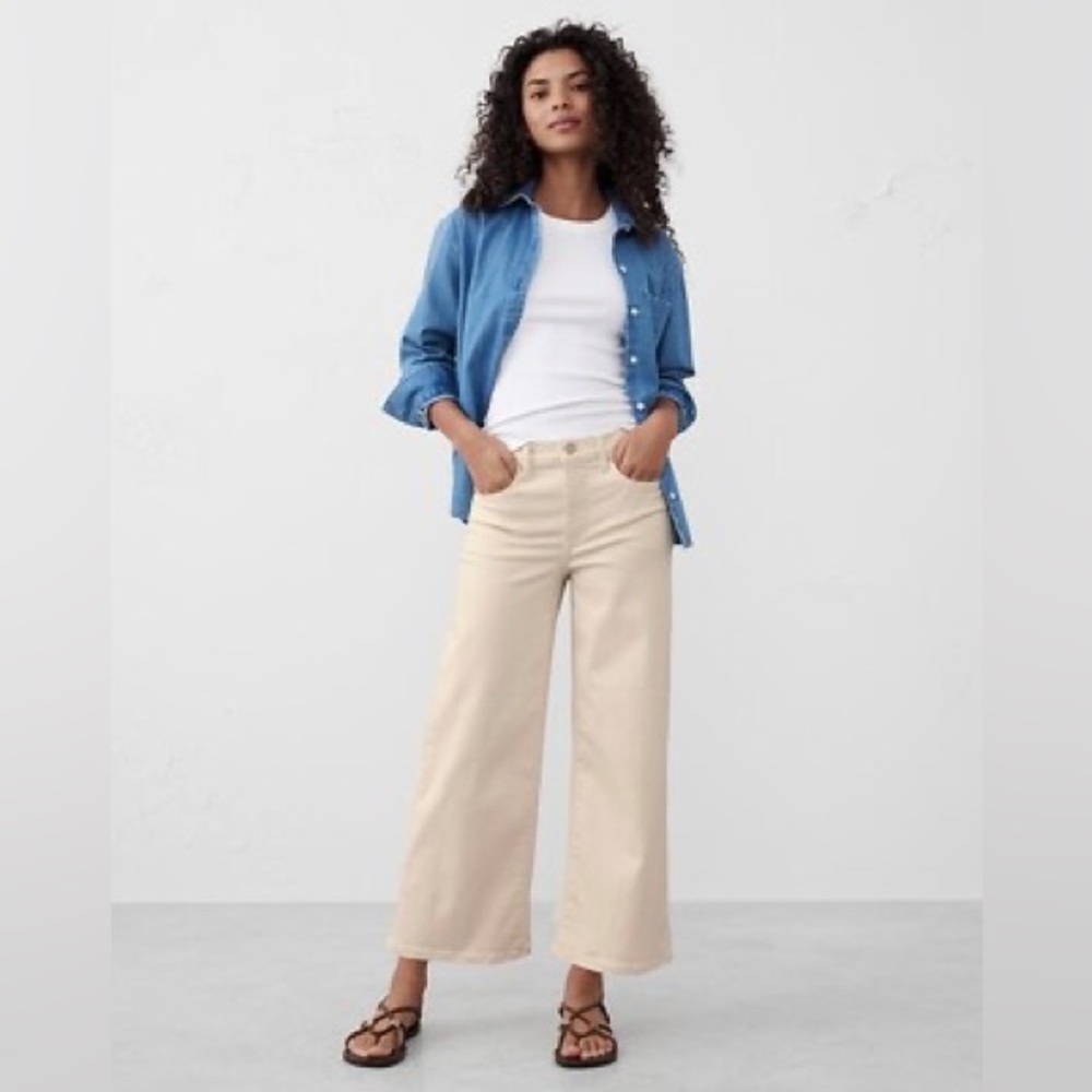 Banana Republic Cream Wide Leg Jeans